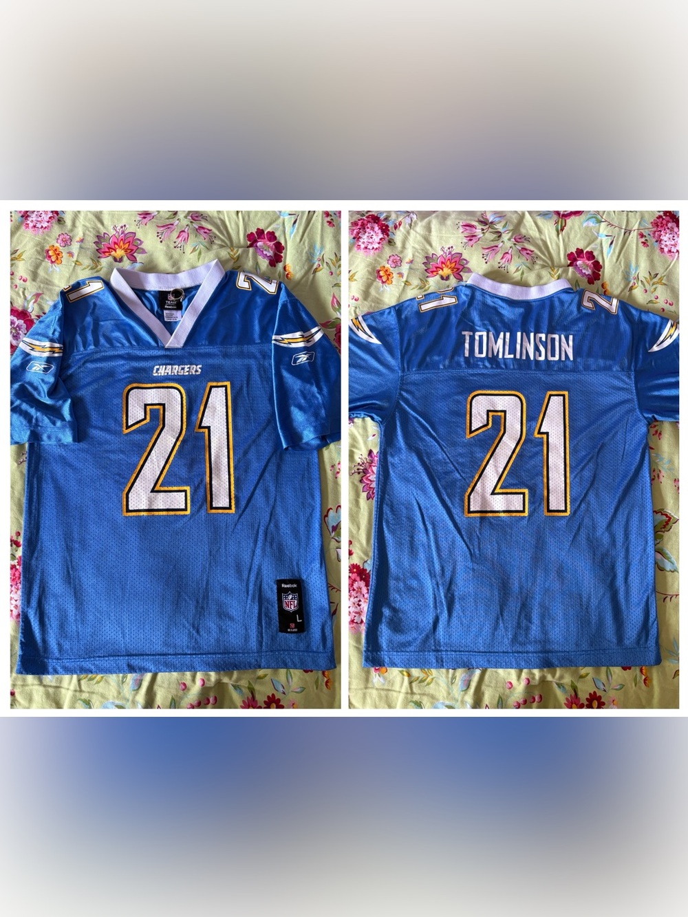 San Diego Chargers x Reebok x LaDainian Tomlinson #21 blue jersey men’s XS YL